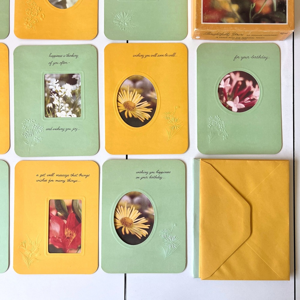 Vintage Thoughtfully Yours 13 Greeting Cards & Envelopes Floral Box Set - Picture 5 of 16